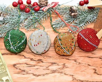 Beaded Christmas Decor Balls Set of 4