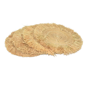 Hand Woven Fringe Natural Mats