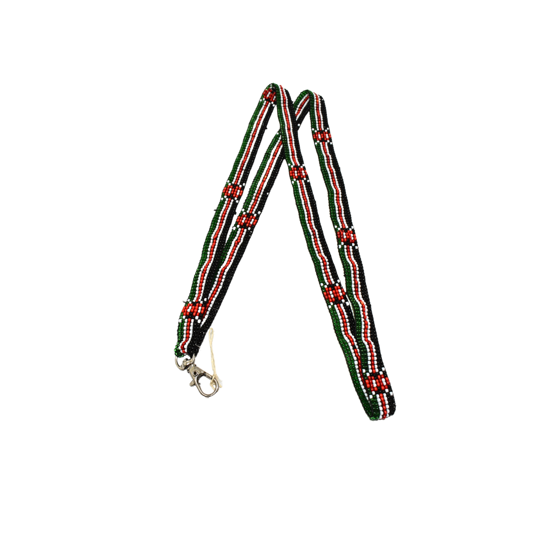 Handmade Kenya Beaded Lanyard | Maasai Beadwork | ID Badge Holder | Customizable| Flag Beaded Lanyard