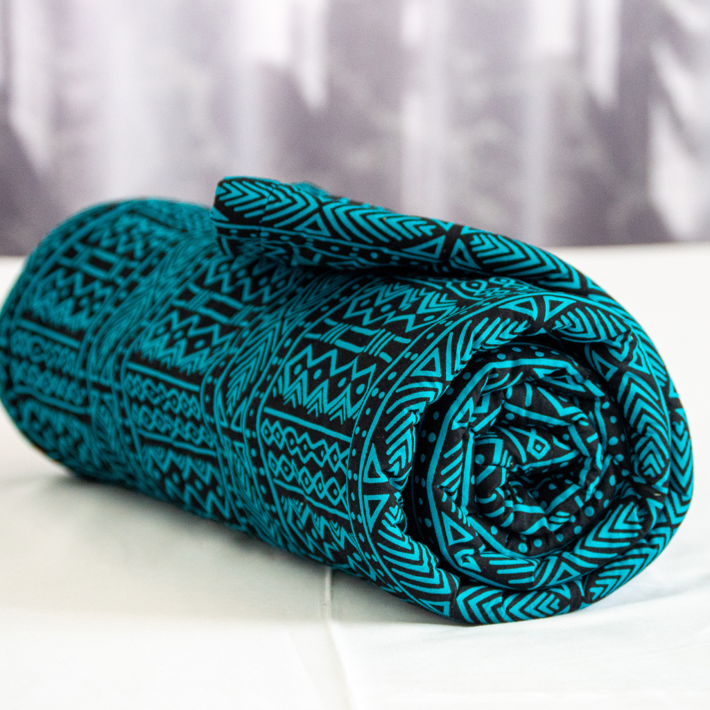 Kitenge Fleece Blanket| Ankara Fleece Shuka |Blue