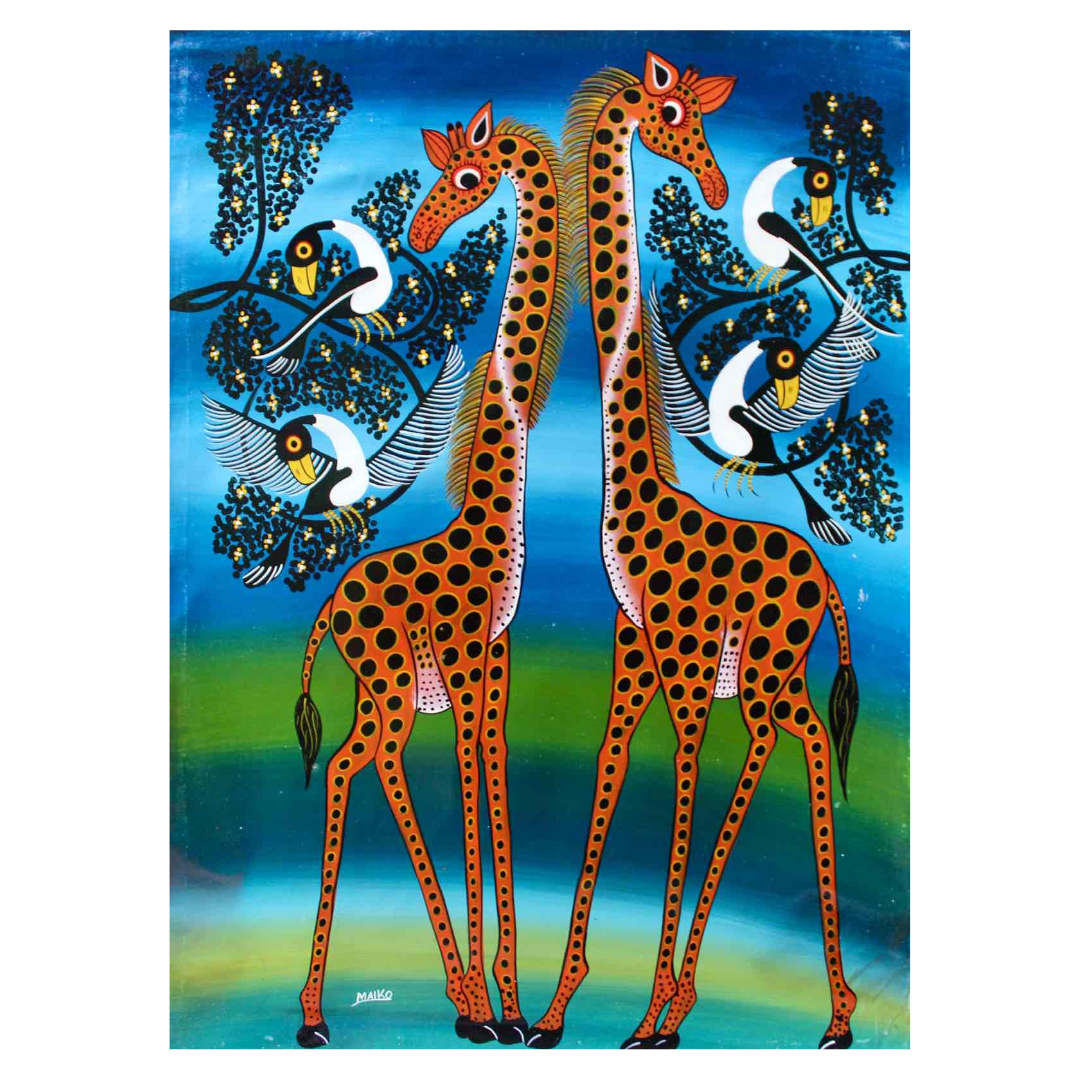 Giraffe Tingatinga Painting