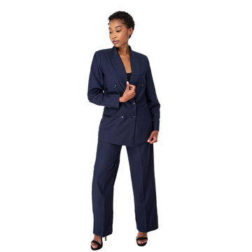 Pin-Stripped Navy Blue Suit