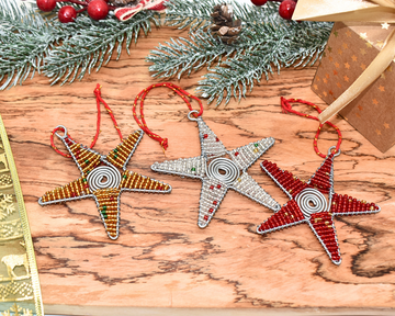Beaded Christmas Decor Star Set of 3
