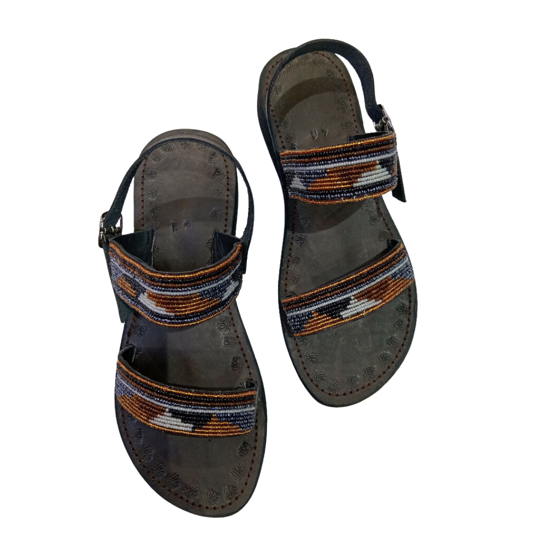 chocolate brown wedge sandals - Mawu Africa