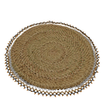 Handwoven Beaded Rim Raffia Placemat - 12 Inch - Mawu Africa