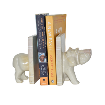 Soapstone Book Holder - Hippo Carving