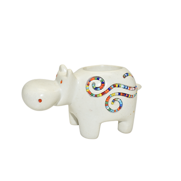 Soapstone Animal Candle Holder with Maasai Beadwork | Kenyan Hand-Carved - Mawu Africa