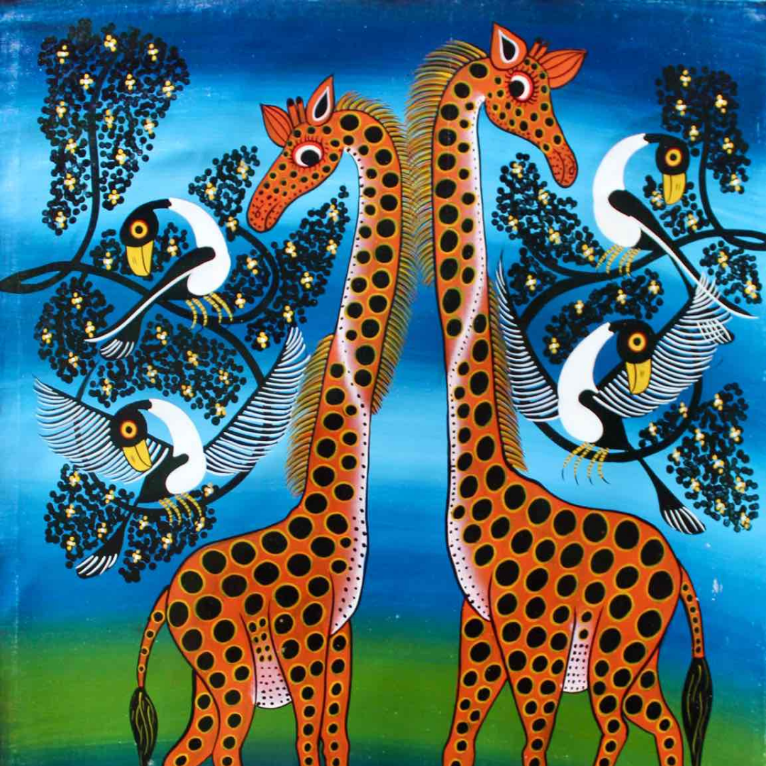 Giraffe Tingatinga Painting