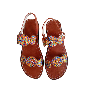 Brown wedge leather sandals - Mawu Africa