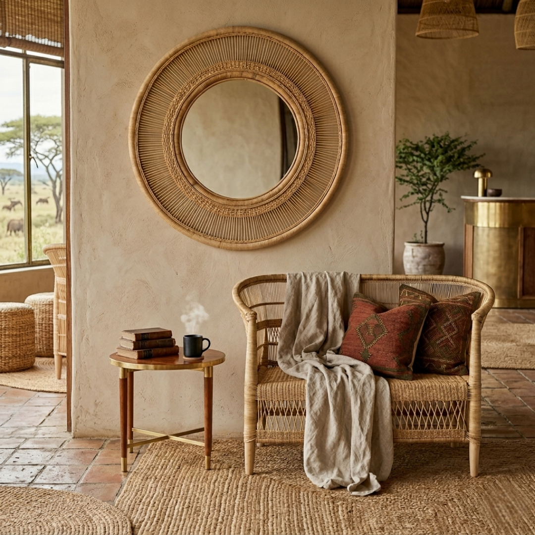 Malawi Cane Chairs - Double | Two Seater Outdoor Chair - Mawu Africa