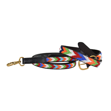 Handmade Maasai Beaded Leather Dog Collars & Leash Set