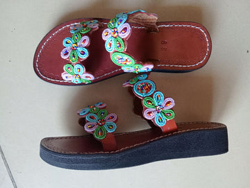 Leather Wedge Sandals- Garden Blossom