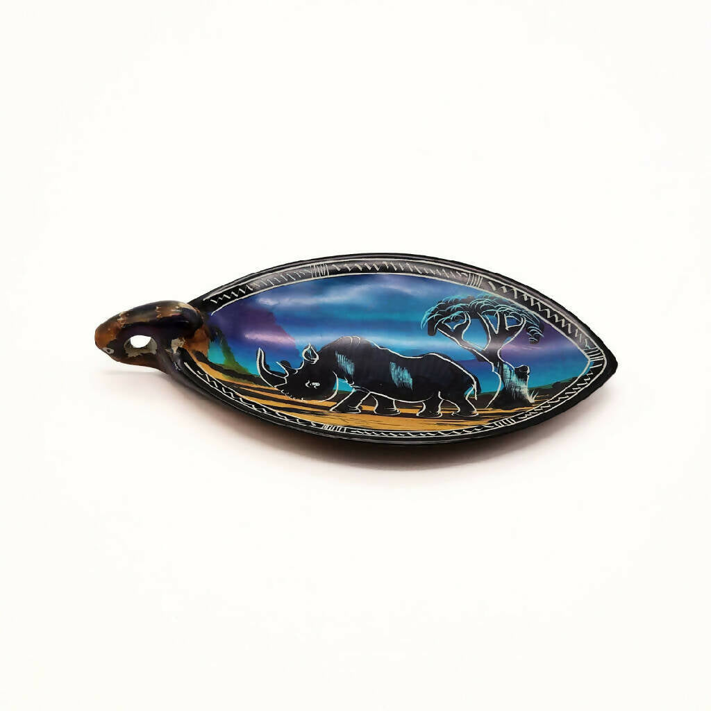 Rhino Soapstone Bowl| Blue Color Soapstone Bowl - Mawu Africa