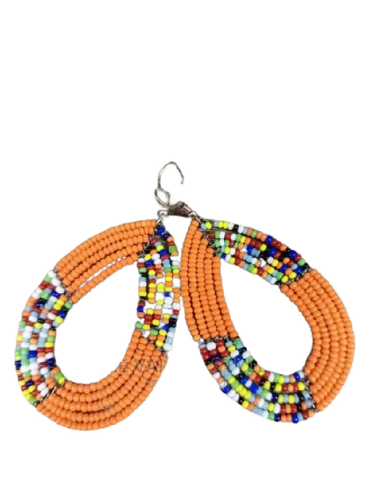 African Maasai Beaded Ethnic Tribal Earrings - Handmade in Kenya 12-orange