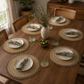 Handwoven Beaded Rim Raffia Placemat - 12 Inch - Mawu Africa