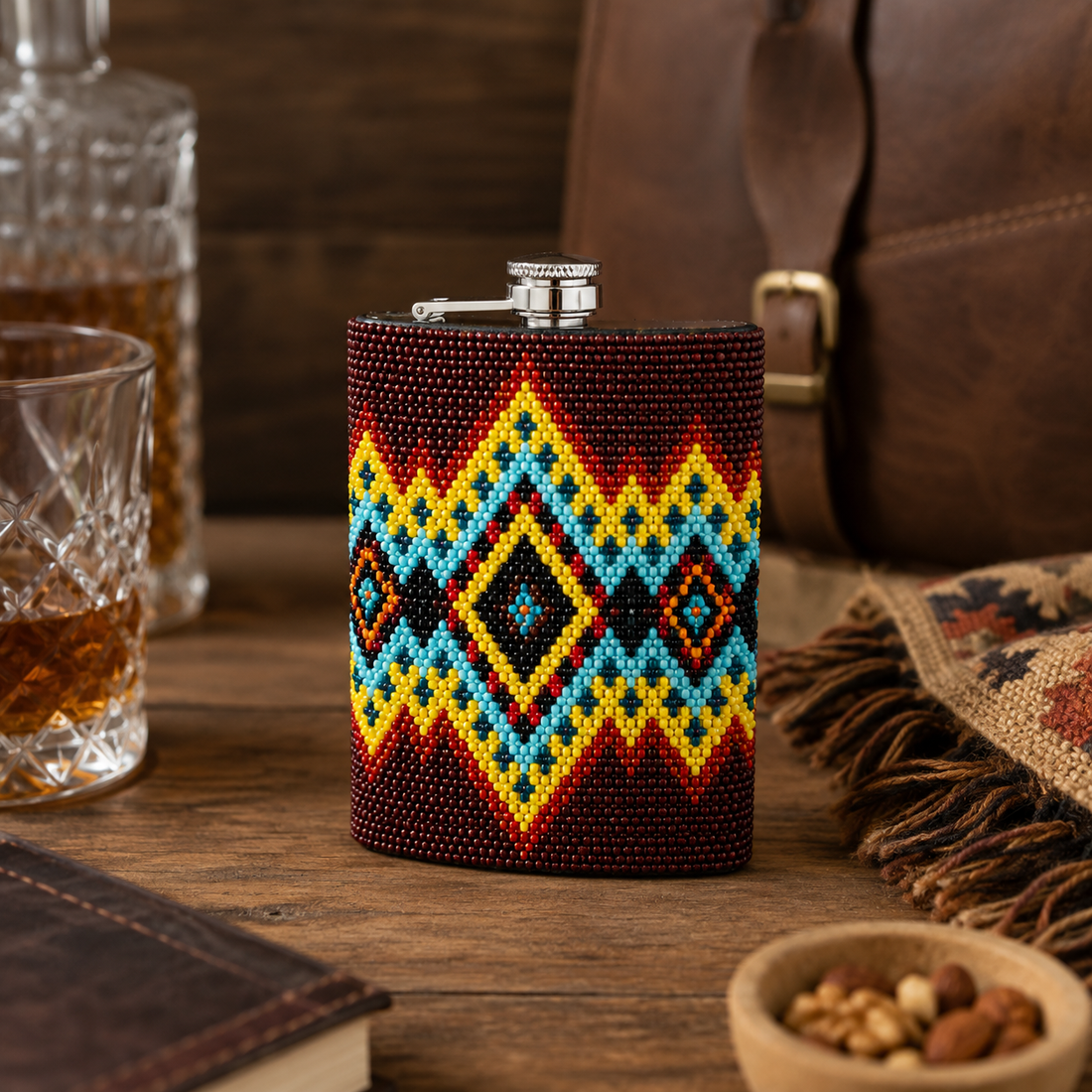 Beaded Hip Flask | Handcrafted African Pocket Whisky Flask