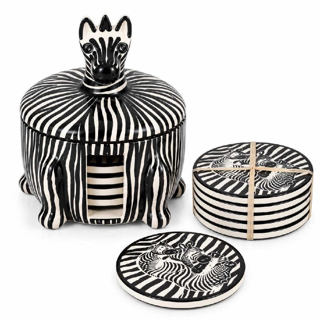 Handcrafted Soapstone Zebra Coasters - Mawu Africa