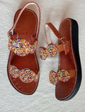 Brown wedge leather sandals - Mawu Africa
