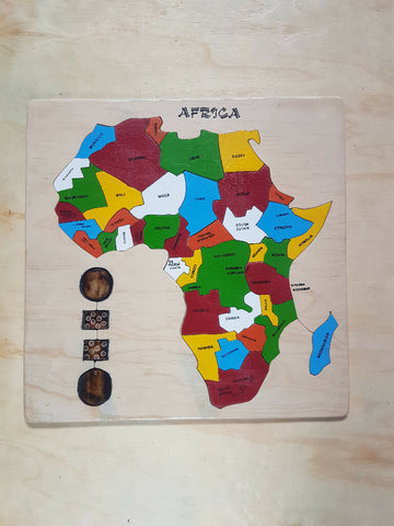 Wooden Africa Map Puzzle- Square