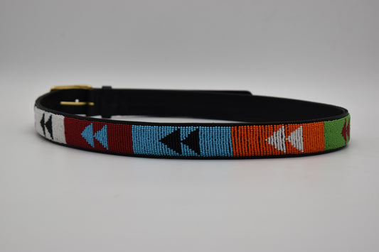 African Leather Beaded Belt