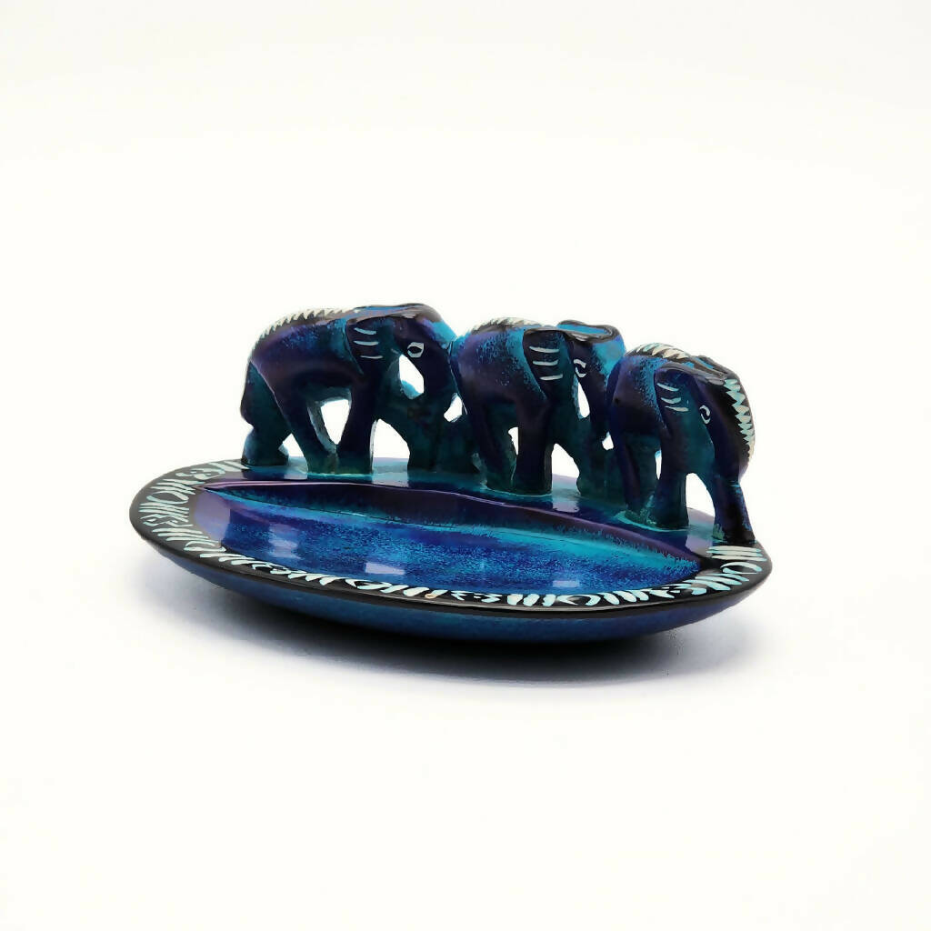 Tri Blue Soapstone Bowl - Mawu Africa