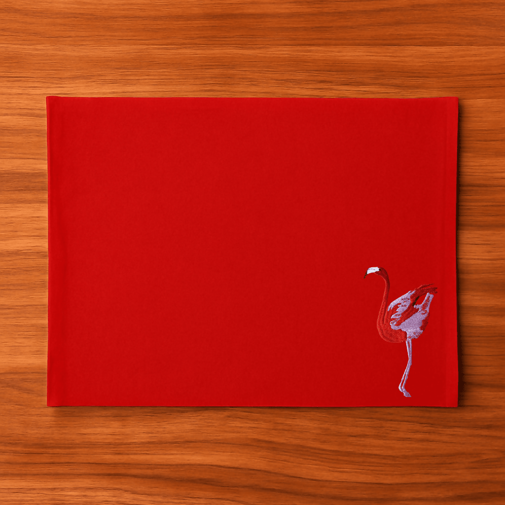 red canvas tablemats