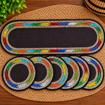 Handmade Beaded Table Placemat & Matching Runner Set – African Table Décor