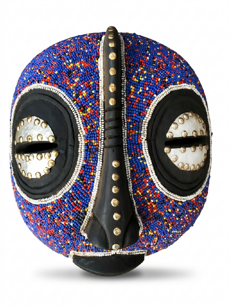 Traditional African Tribal Mask Kenya | Beaded Multicolour Wooden - Mawu Africa
