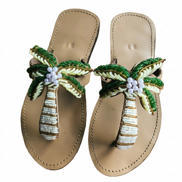 Palm Tree Summer Leather Sandals