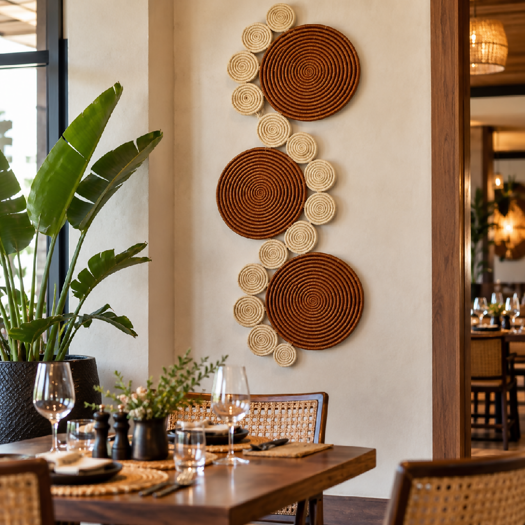 3-Piece Spiral Raffia Wall Décor Set - Mawu Africa