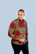 Red and Gold African Shirt Long Sleeve3