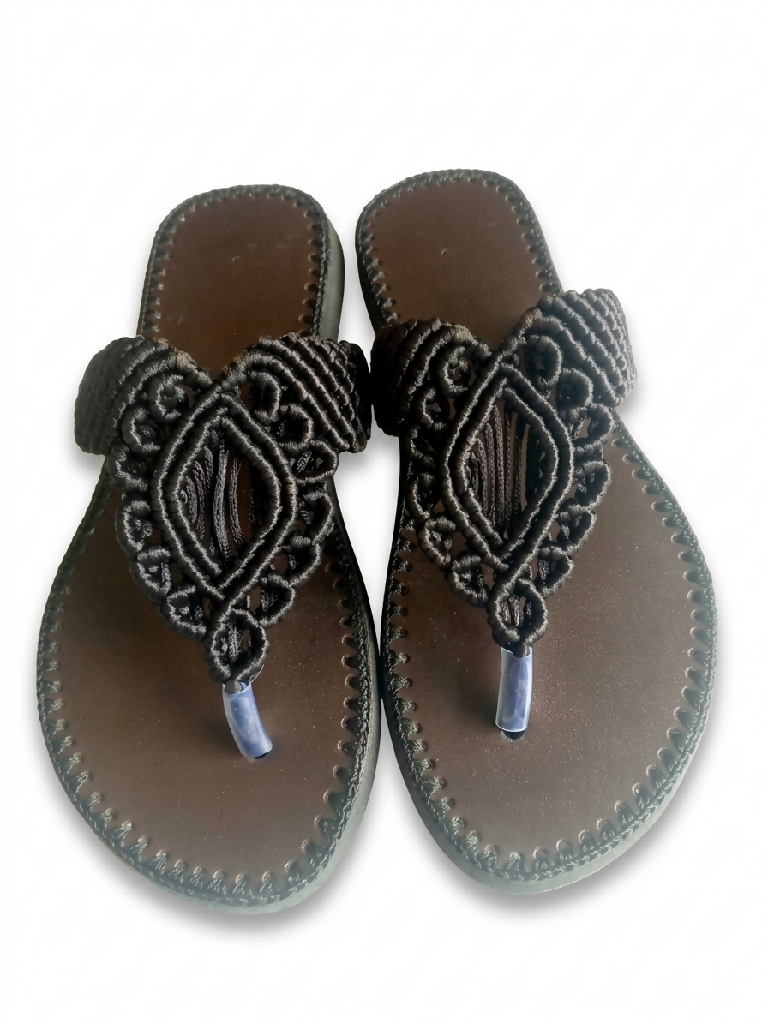 African Macrame Leather Sandals Kenya - Mawu Africa