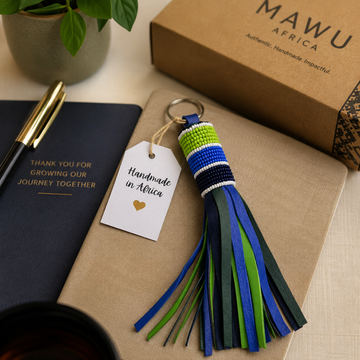 Leather Tassels Keychain/Keyholder with Beads