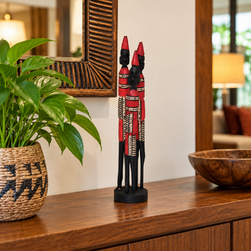 Handcrafted Wooden Maasai Family