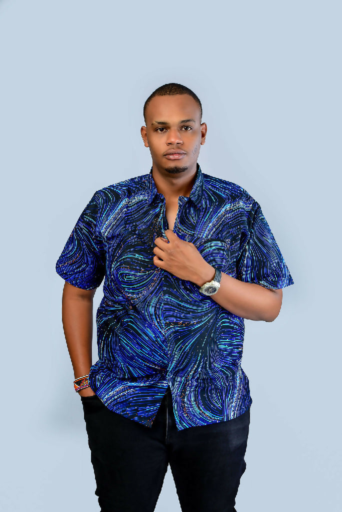 Blue African Shirt Short Sleeve1