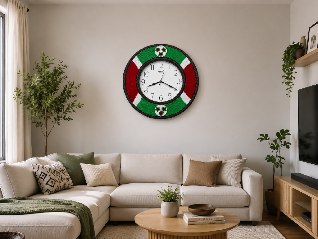 Handmade Burudi flag themed beaded clock - Mawu Africa
