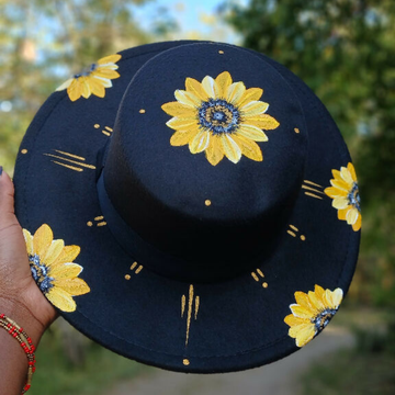 Custom hand painted fedora | Black fedora - Mawu Africa