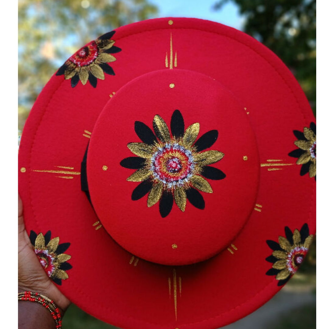 Custom Hand Painted Fedora | Red Fedora - Mawu Africa