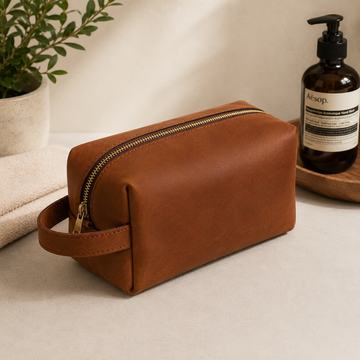 Brown Leather Washbag | Premium Quality | Unisex Travel Toiletry Bag