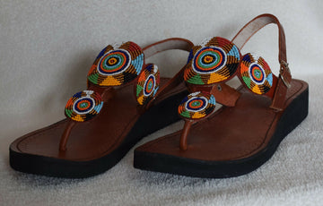 Leather Wedge Sandals- Savannah Mosaic