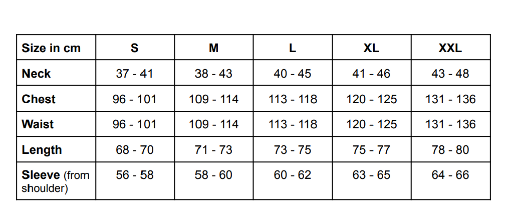 Size chart