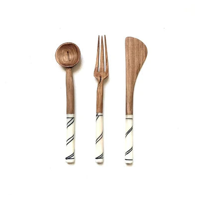 Olive wood cutlery set