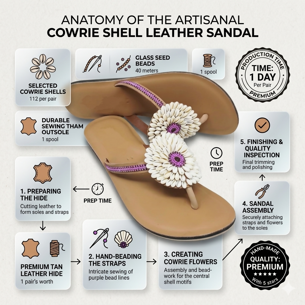Premium Cowrie Shell Summer Leather Sandals - Mawu Africa
