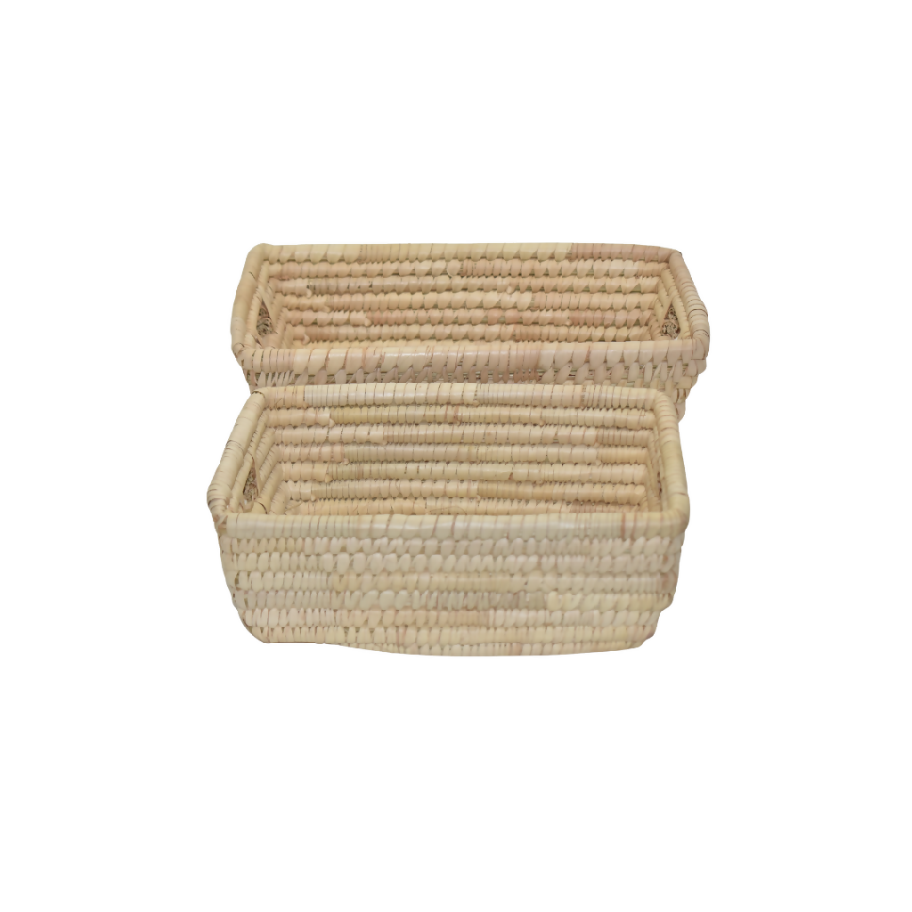 Handwoven Storage Basket – Reed( Rectangular- small and Large sizee). - Mawu Africa
