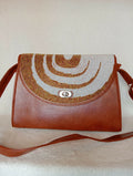 Brown Hand-Beaded Flap Crossbody Bag - Mawu Africa