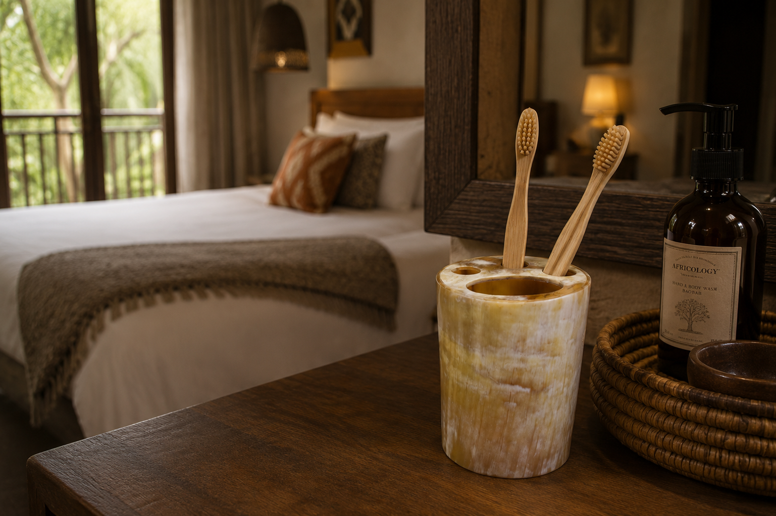 Recycled Horn Toothbrush Holder | Eco-Friendly Handcrafted | Mawu Africa