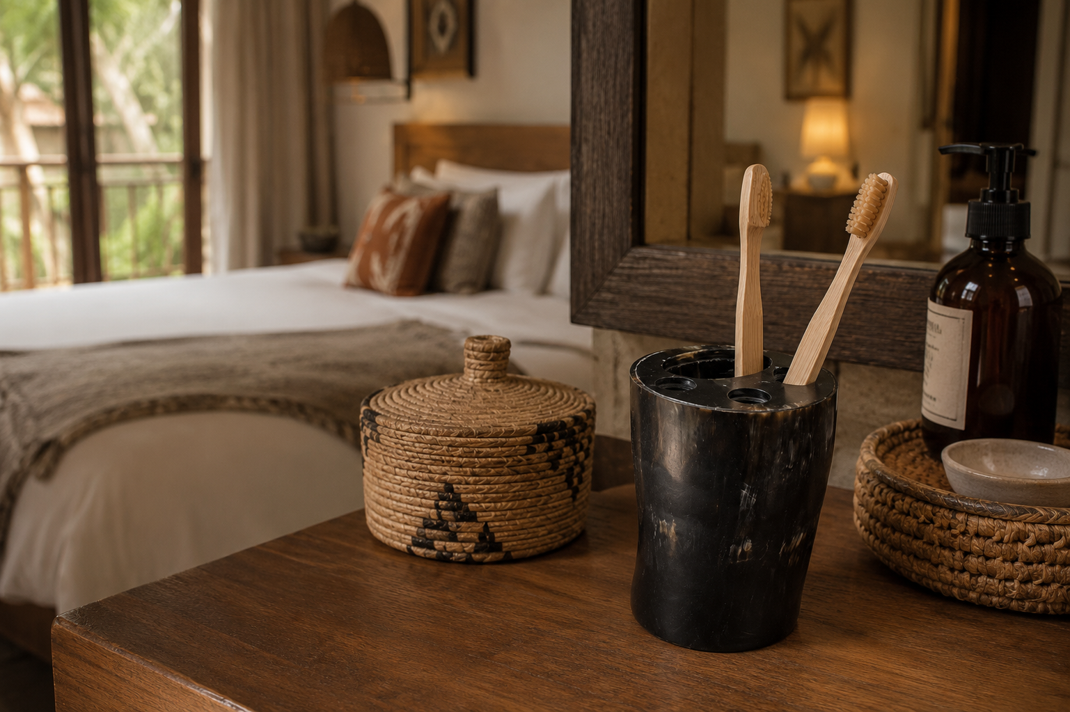 Recycled Horn Toothbrush Holder | Eco-Friendly Handcrafted | Mawu Africa