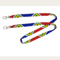 South Africa Flag lanyard - A beaded lanyard with a geometric pattern in blue, red, and yellow colors