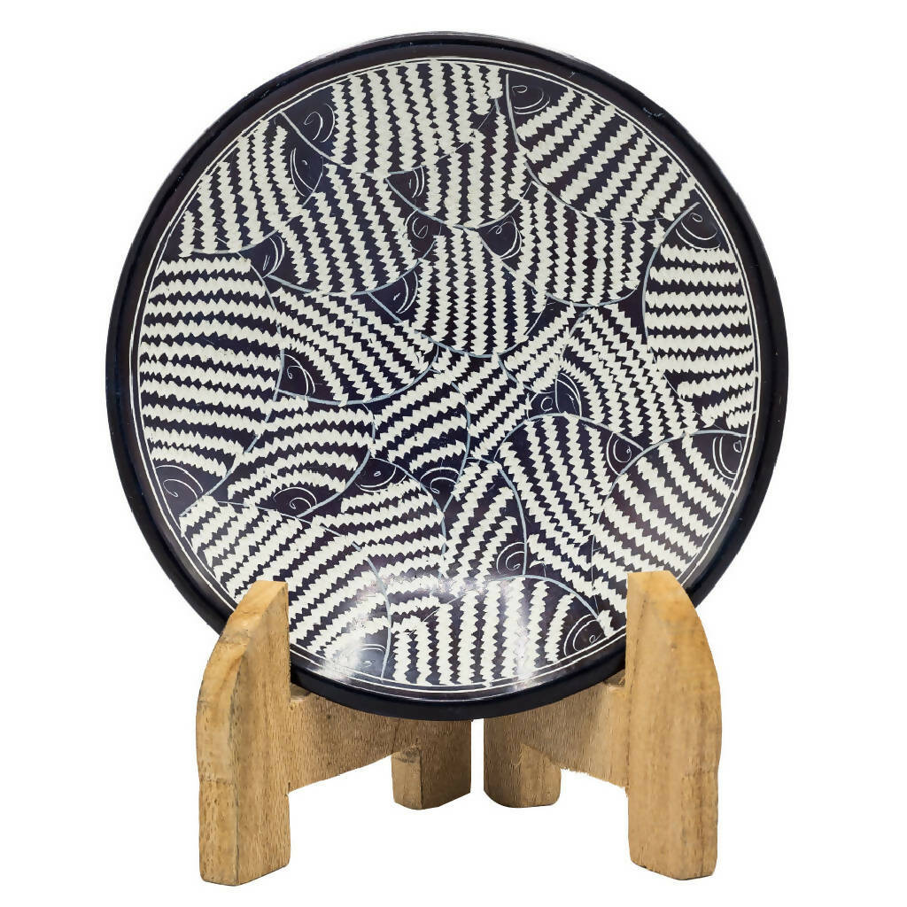 Soapstone plate fish design - 10 inch