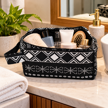 Ankara Wash Bag| Black & White